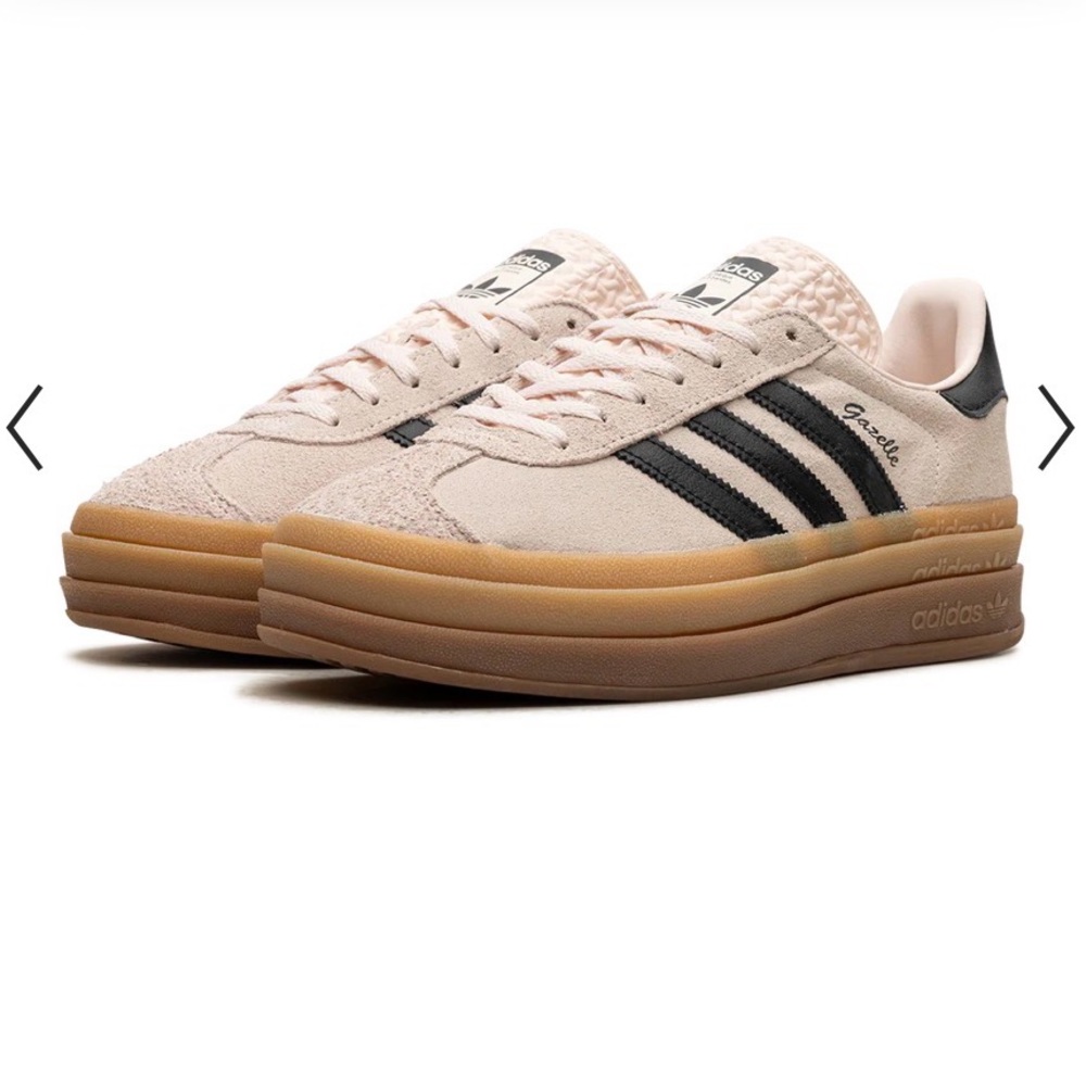 adidas Women’s Pale Pink Suede Sneakers with Black Stripes